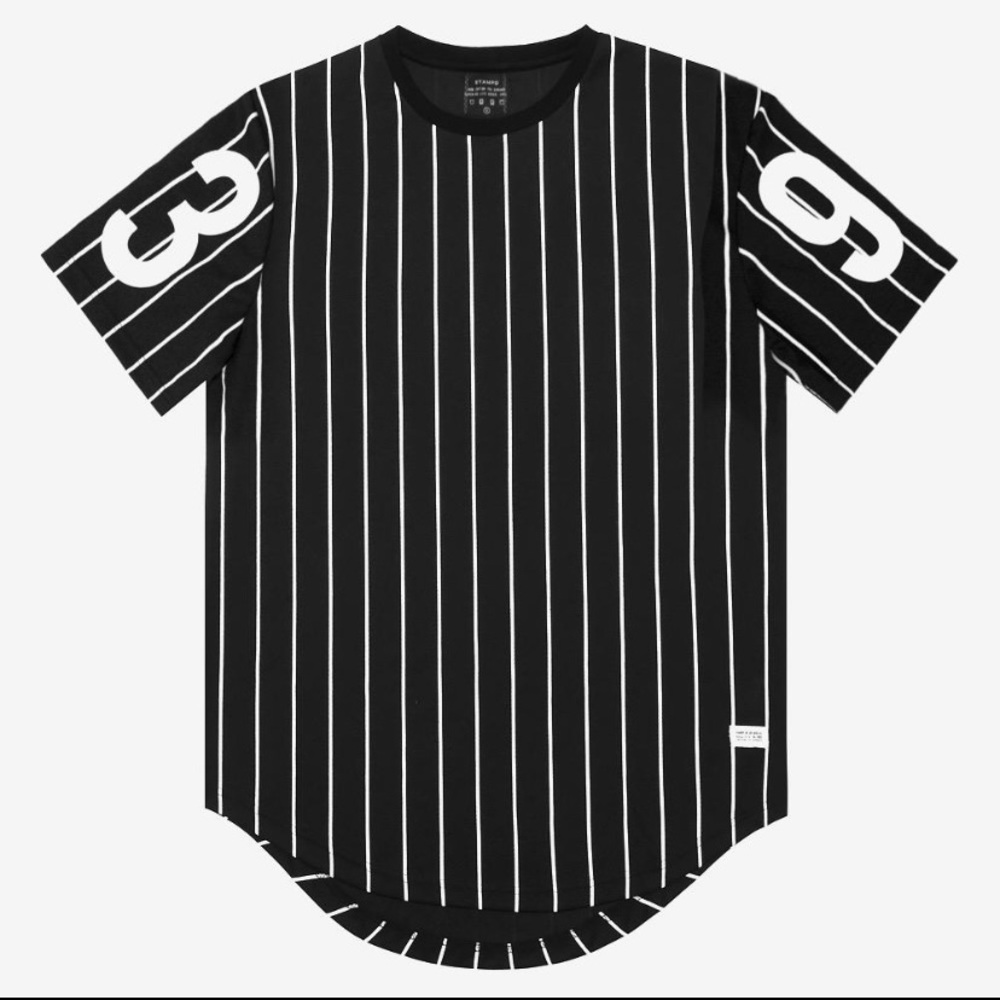 STAMPD unisex 93 Pinstripe Scallop Tee